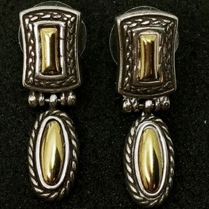 Brighton Silver & Gold Tone Dangle Earrings